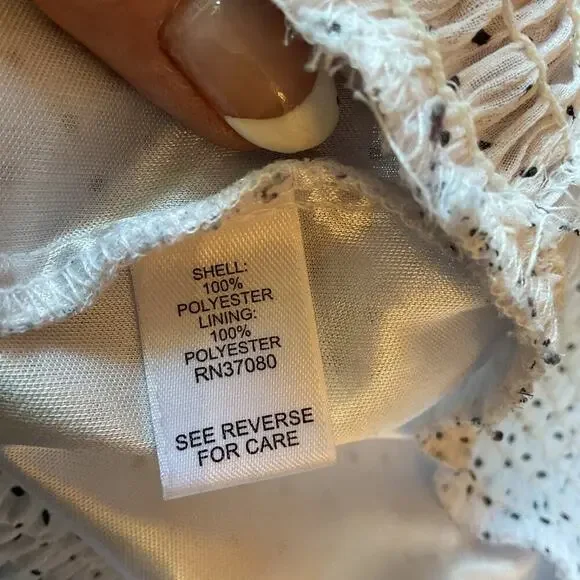 Cato White Polkadot Blouson/Ruffle Short Sleeve Lined Pull-Over Top Plus 18-20W - Picture 7 of 9